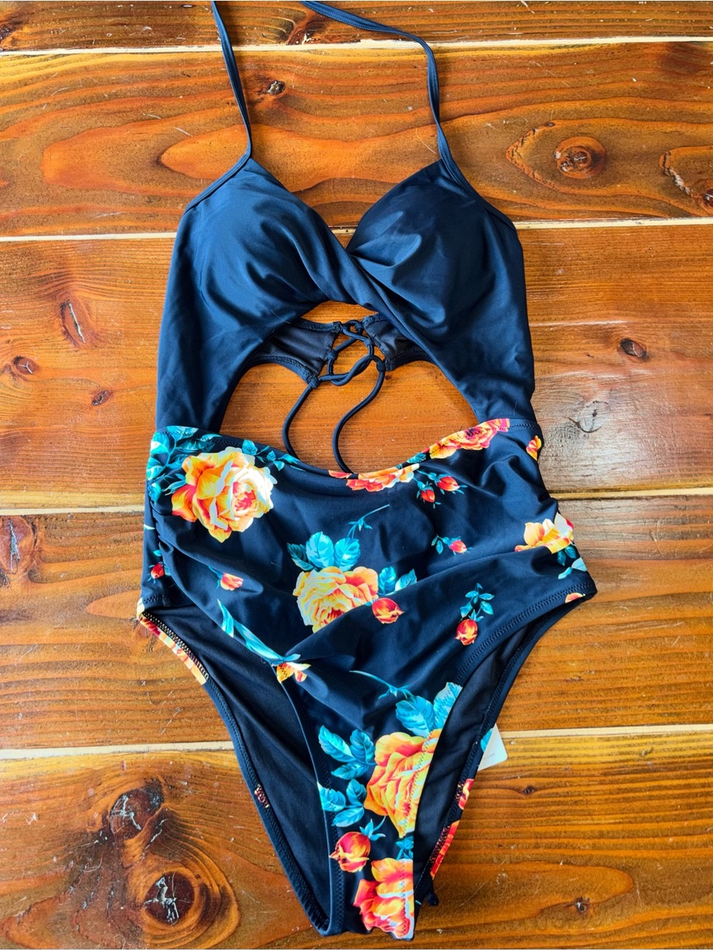 Cupshe Floral Cutout One-Piece Swimsuit